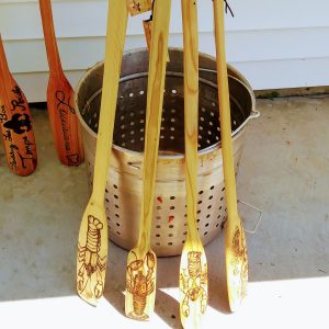 hand-made cajun seafood boil wooden paddles