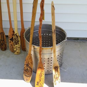 hand-made cajun seafood boil wooden paddles
