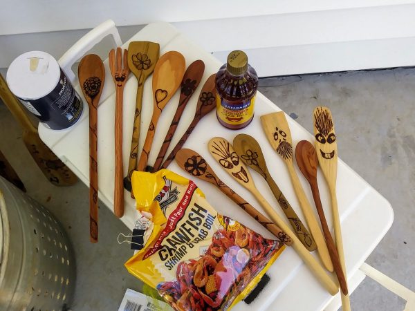 Hand-made wooden spoons and spatulas