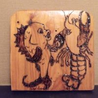 Dancing Fish and Crawfish cypress plaque